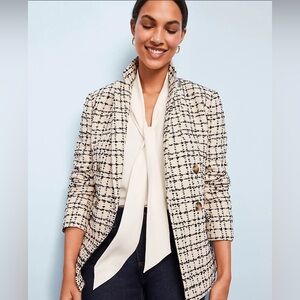 Ann Taylor The Tailored Double Breasted Blazer in Tweed